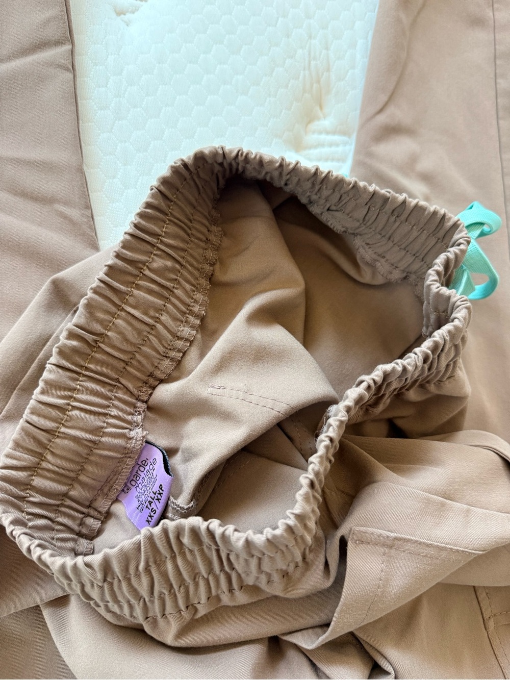 Women’s Brown Drawstring Jogger Scrub Pants with Mint Accent - Picture 6 of 10